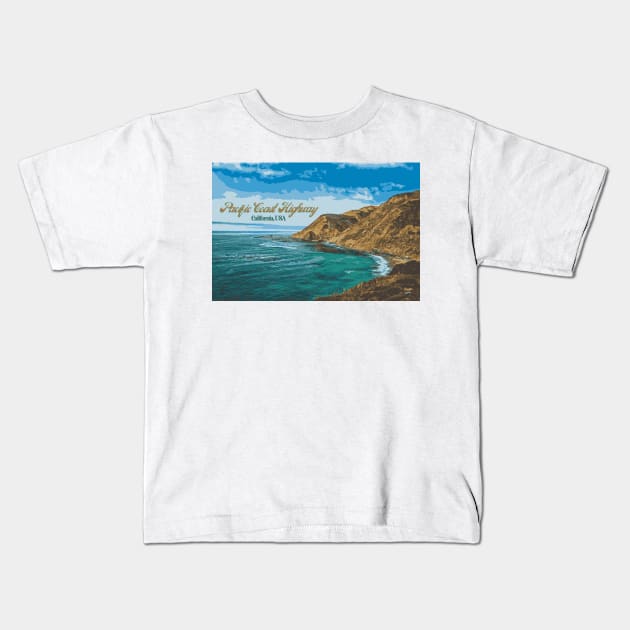 Pacific Coast Highway, California Kids T-Shirt by Gestalt Imagery